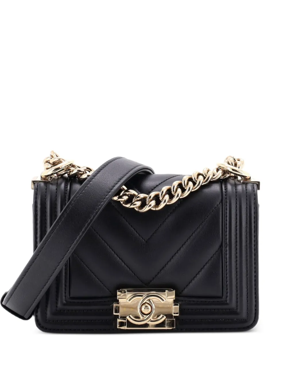 CHANEL Pre-Owned Boy Flap Bag Chevron Lambskin Mini shoulder bag - Black