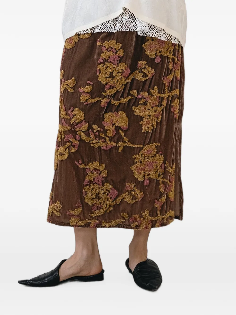 Muller Of Yoshiokubo loop-embroidered velvet skirt