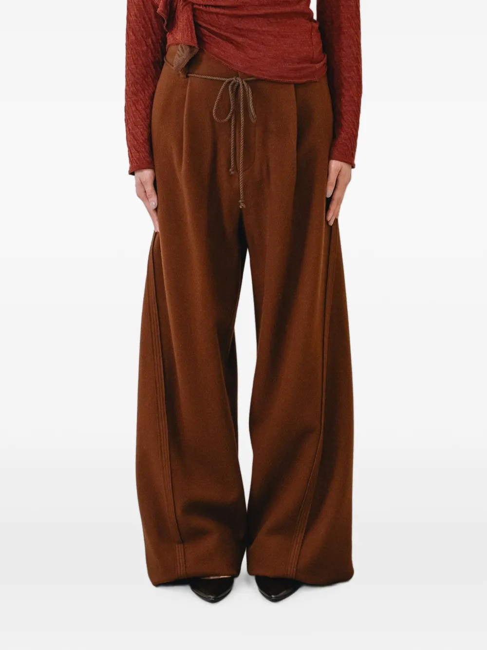 Muller Of Yoshiokubo Mellow belted side-line trousers