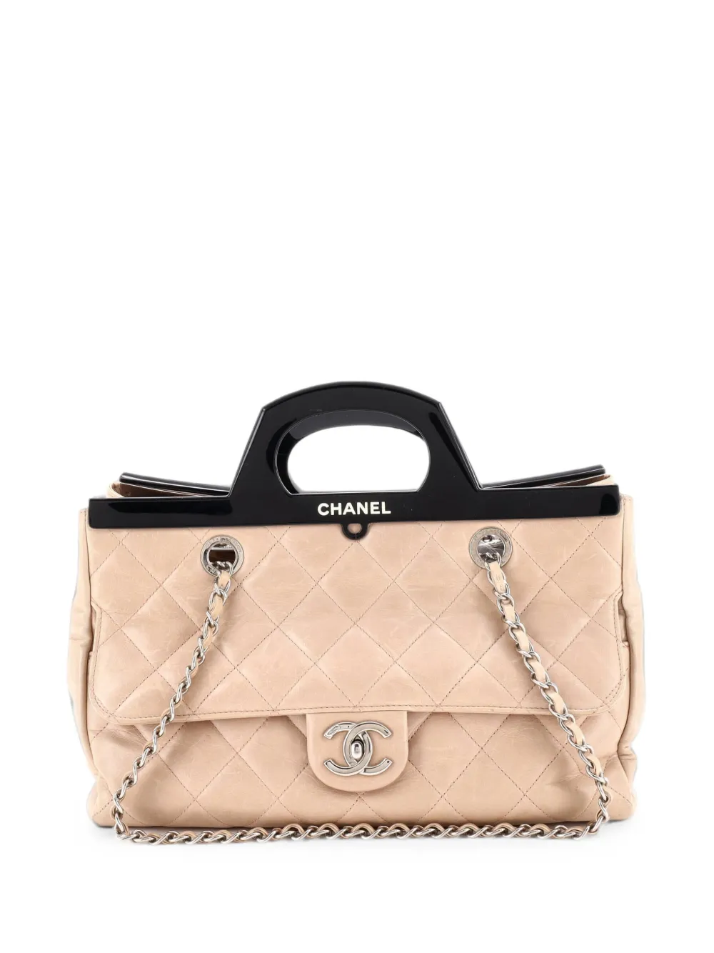 CHANEL Pre-Owned CC Delivery Tote Quilted Glazed Calfskin Small shoulder bag - Toni neutri