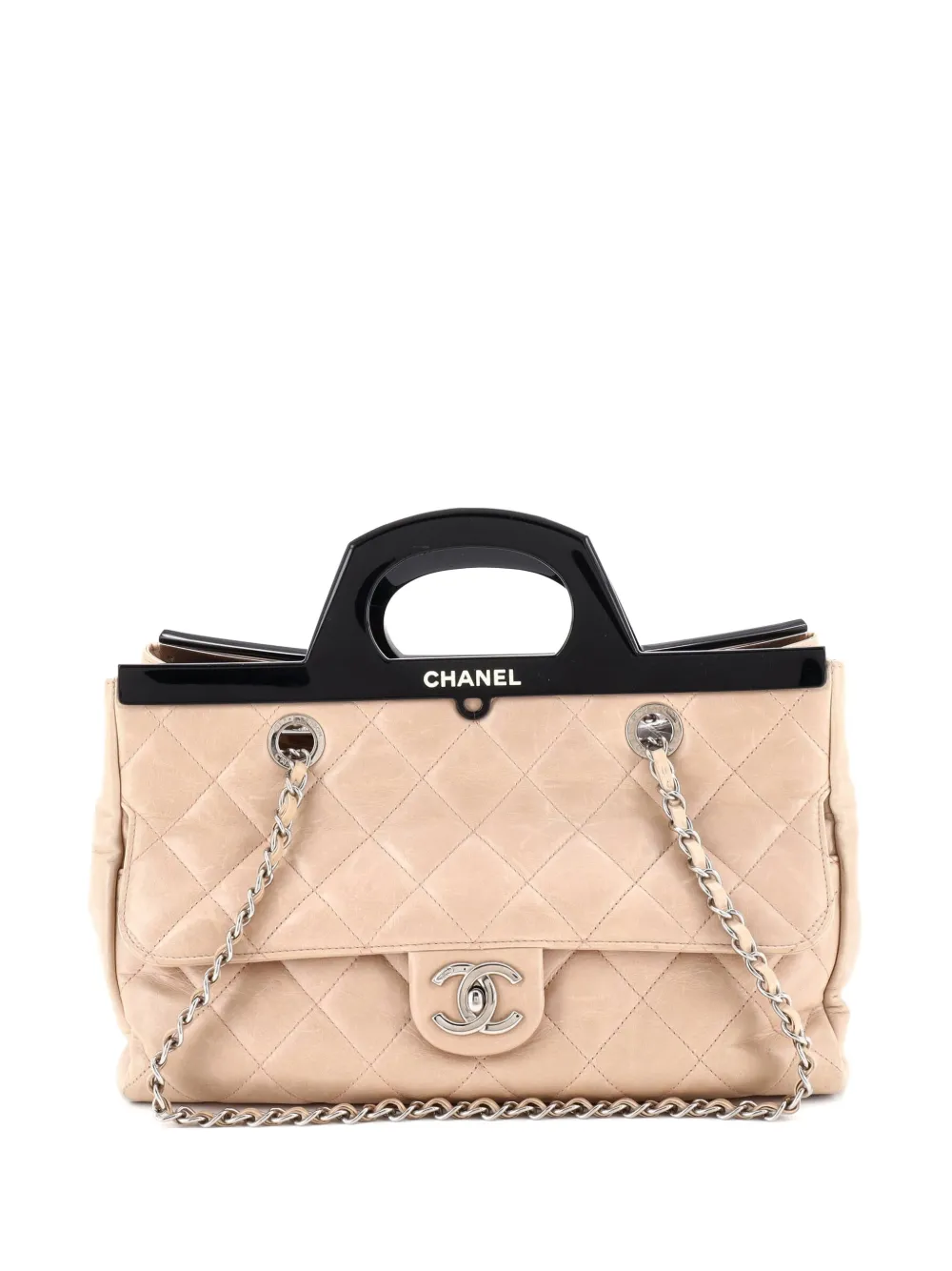 CHANEL Pre-Owned CC Delivery Tote Quilted Glazed Calfskin Small shoulder bag - Neutrals
