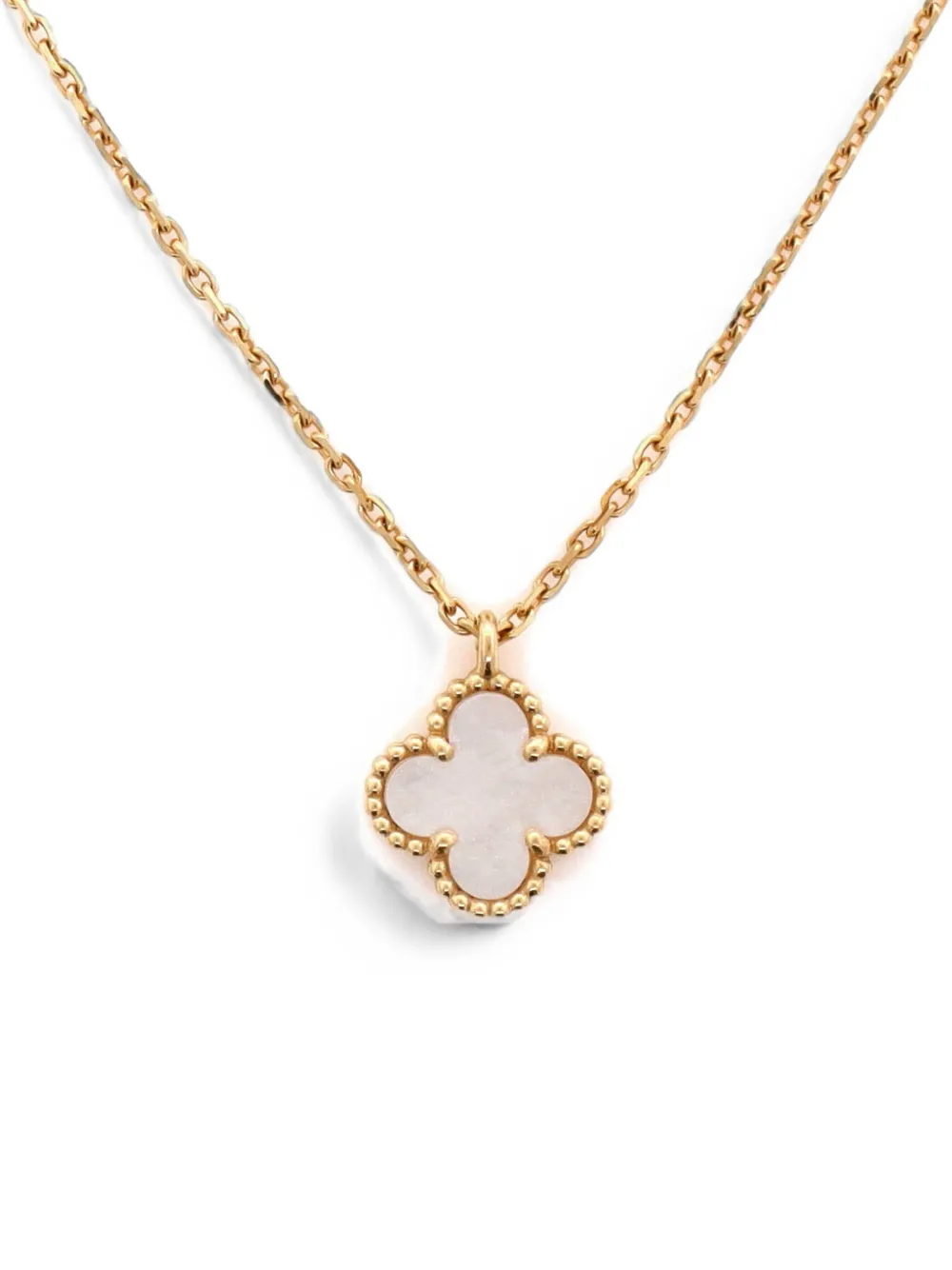Pre-owned Van Cleef & Arpels Sweet Alhambra Pendant 18k Yellow Gold And Mother Of Pearl Necklace