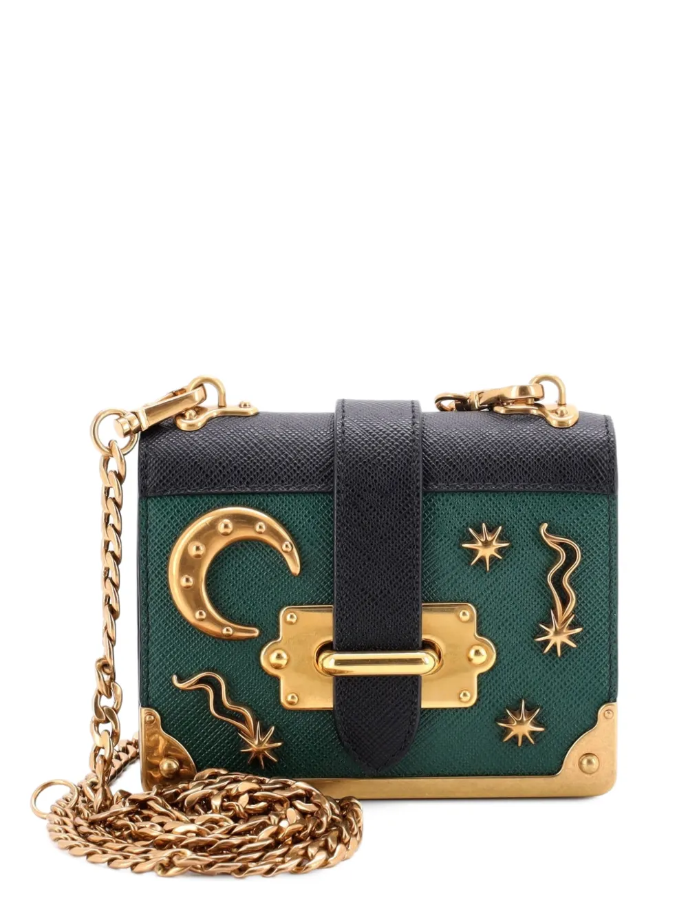 Prada Pre-Owned Cahier Embellished Leather Micro crossbody bag - Schwarz