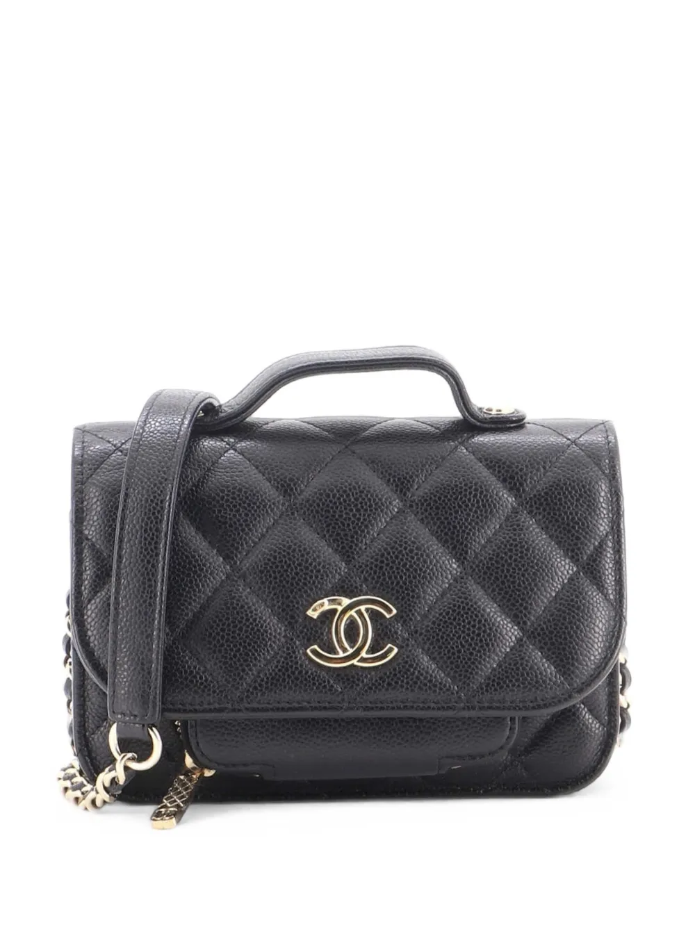 CHANEL Pre-Owned Business Affinity Flap Clutch with Chain Quilted Caviar crossbody bag - Nero