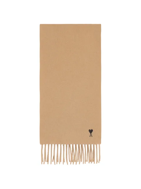 AMI Paris beige wool scarf with Ami de Coeur