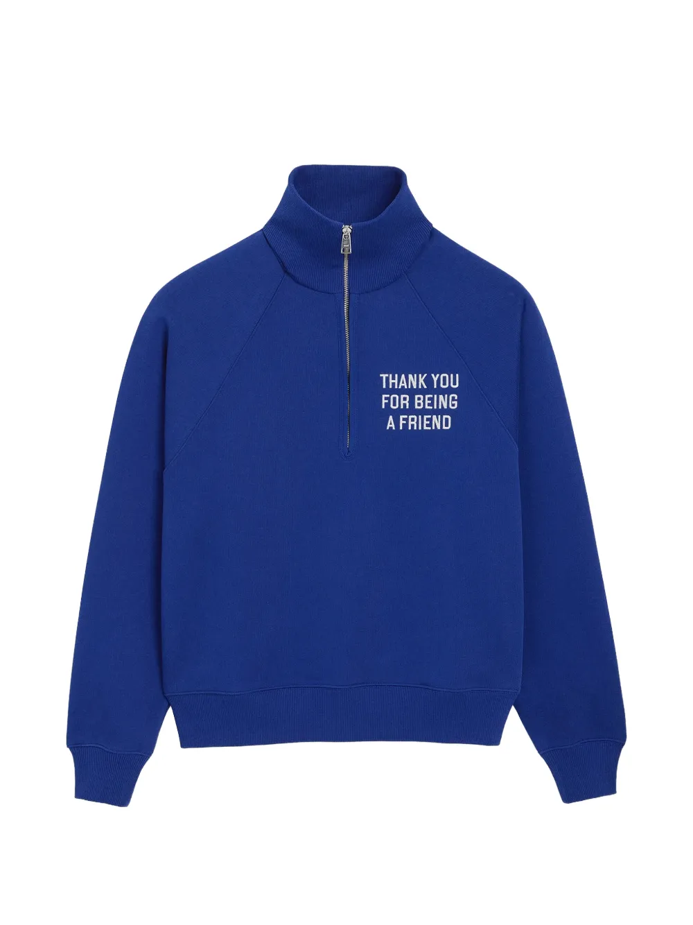 AMI Paris blue zipped cotton "Thank you for being a friend" sweatshirt
