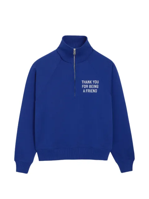 AMI Paris blue zipped cotton "Thank you for being a friend" sweatshirt