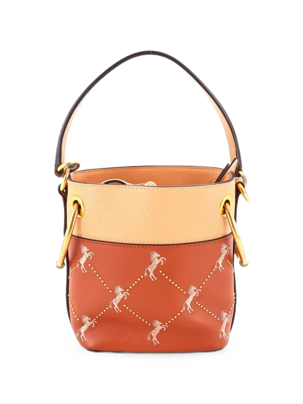 Chloé Pre-Owned mini sac seau Roy en cuir à broderies - Tons neutres Chloé Pre-Owned mini sac seau Roy en cuir à broderies - Tons neutres