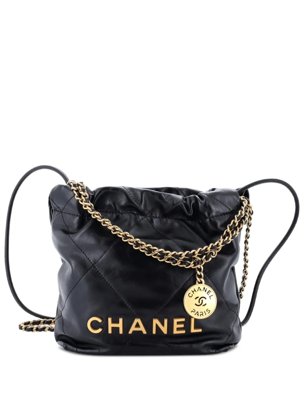 CHANEL Pre-Owned 22 Chain Hobo Quilted Calfskin Mini crossbody bag - Nero
