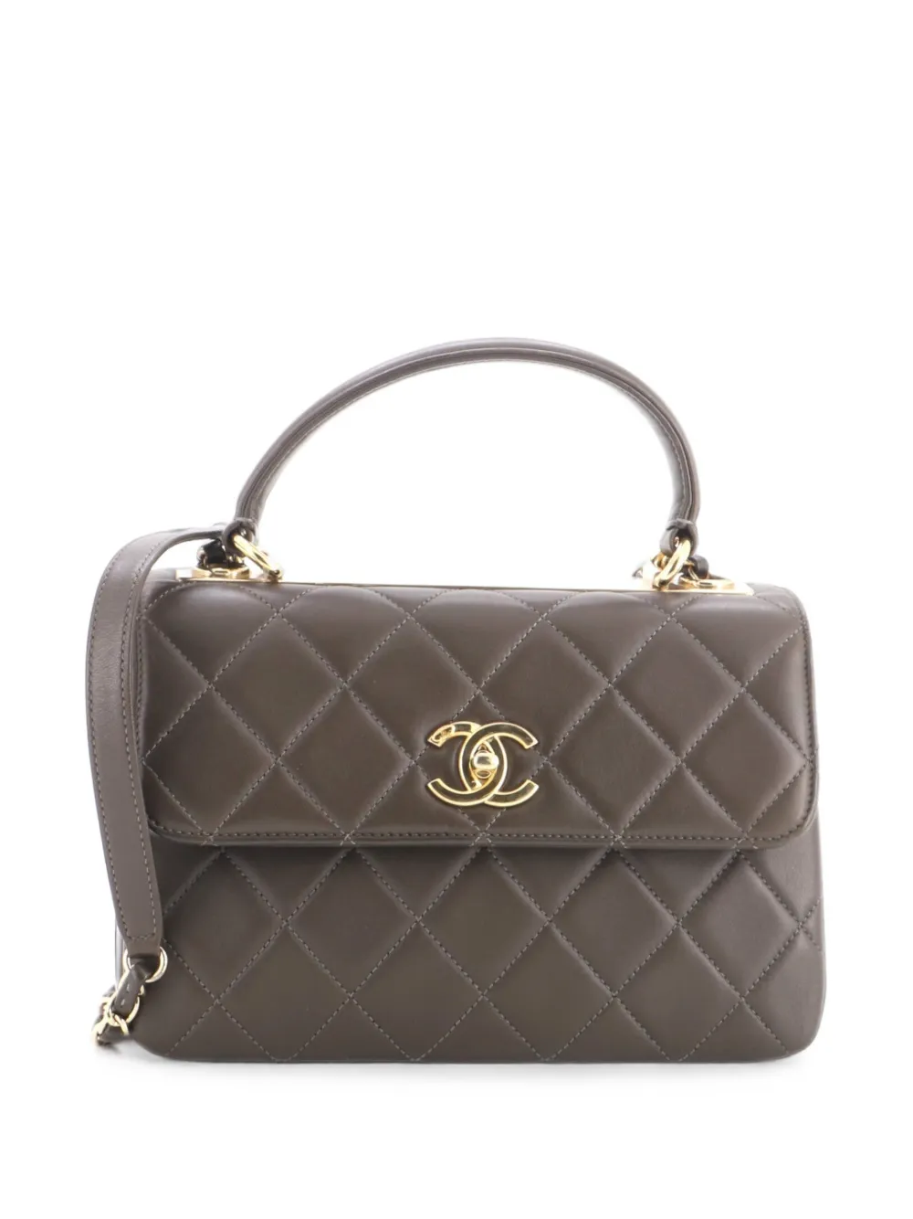 CHANEL Pre-Owned Trendy CC Top Handle Bag Quilted Lambskin Small shoulder bag - Marrone