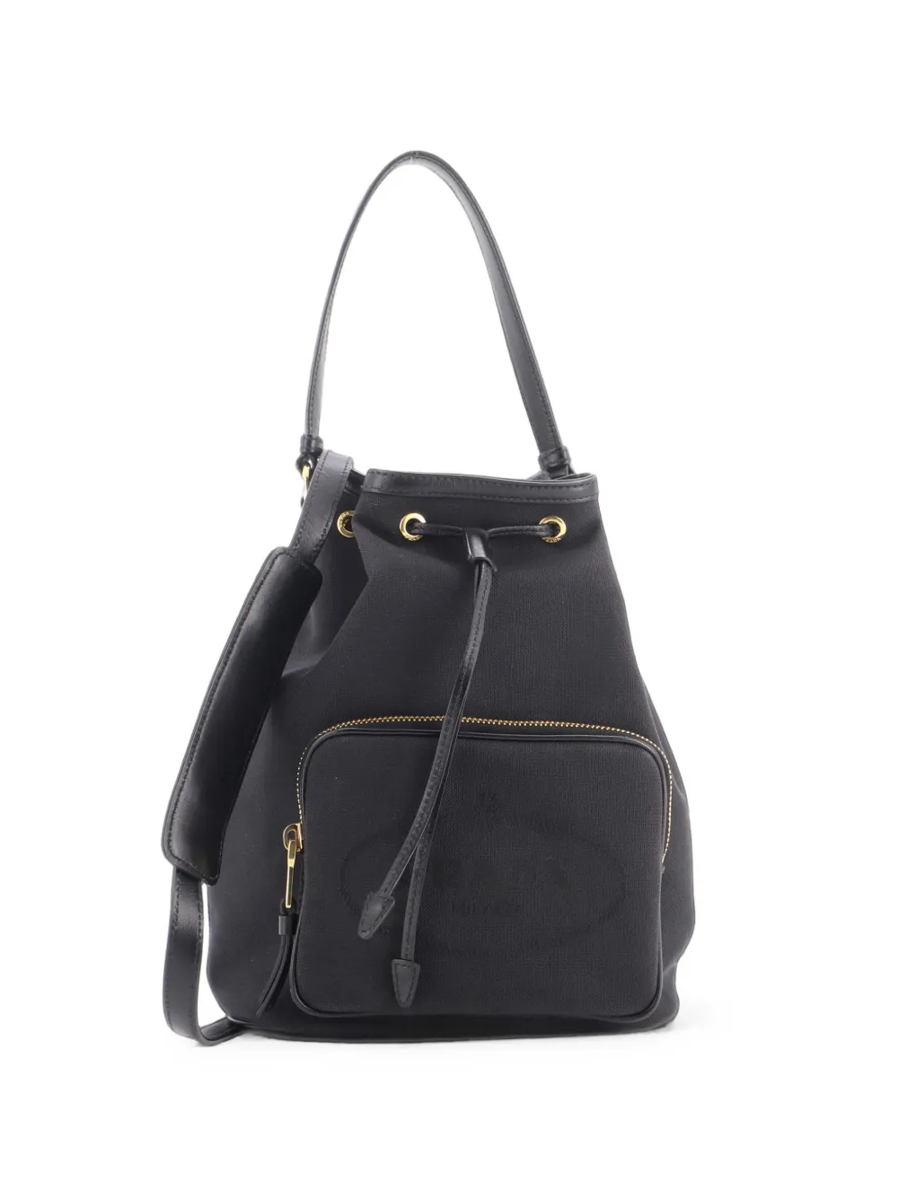 Prada Pre-Owned sac seau à lien de resserrage en toile à logo - Noir
