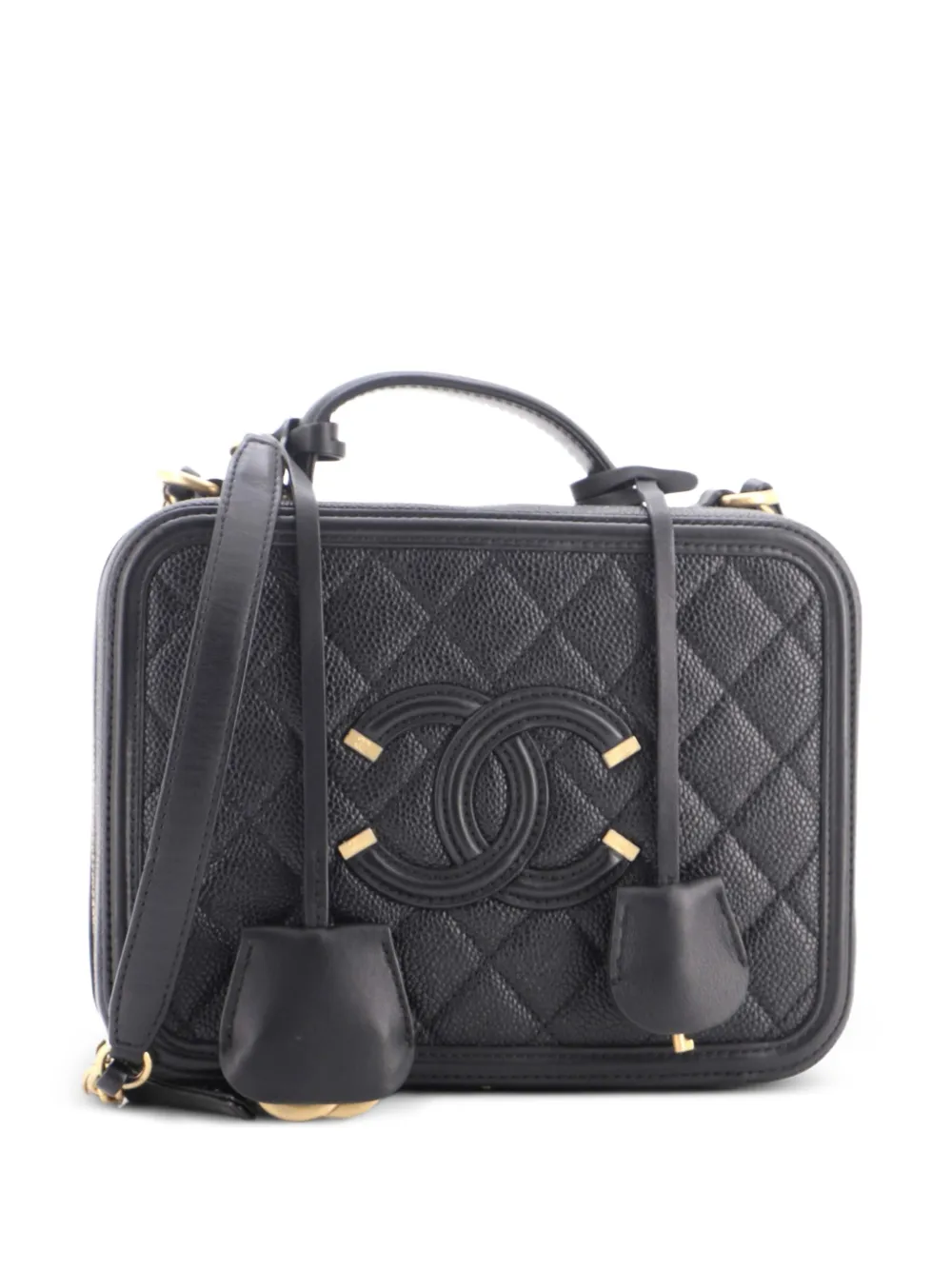 CHANEL Pre-Owned Filigree Vanity Case Quilted Caviar Medium satchel - Nero