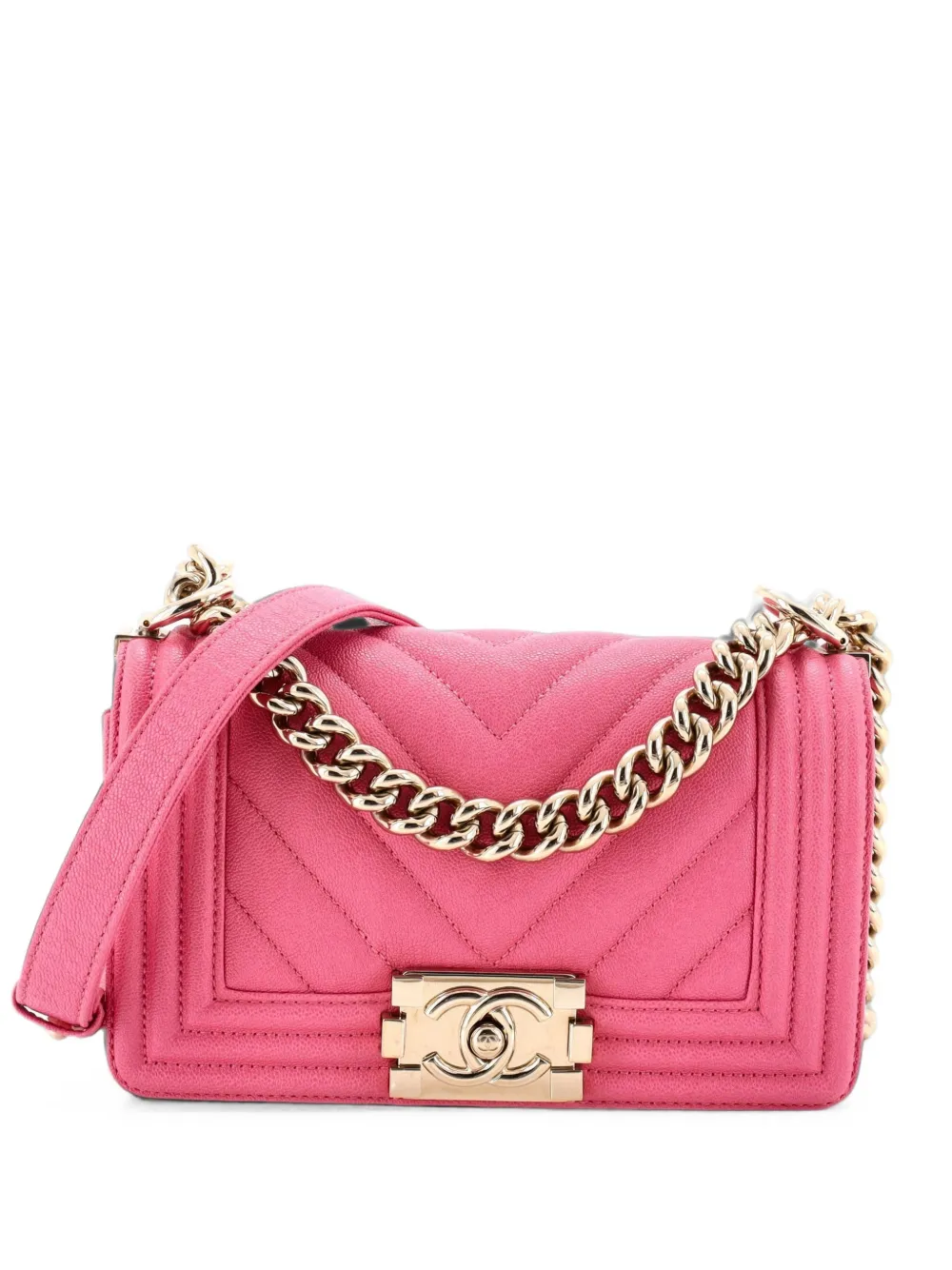 CHANEL Pre-Owned Boy Flap Bag Chevron Caviar Small crossbody bag - Rosa