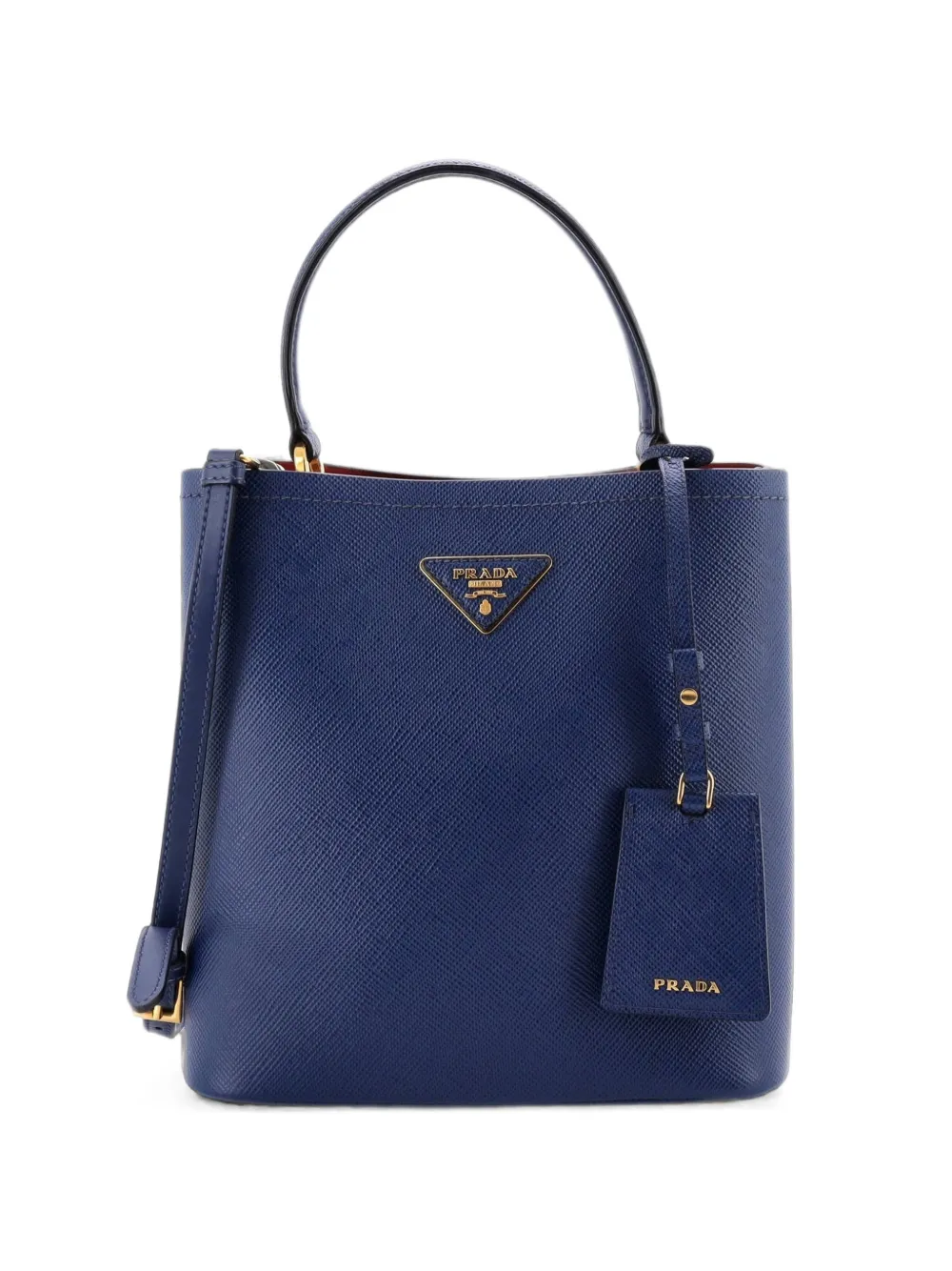 Prada Pre-Owned sac seau Panier médium en cuir Saffiano - Bleu Prada Pre-Owned sac seau Panier médium en cuir Saffiano - Bleu