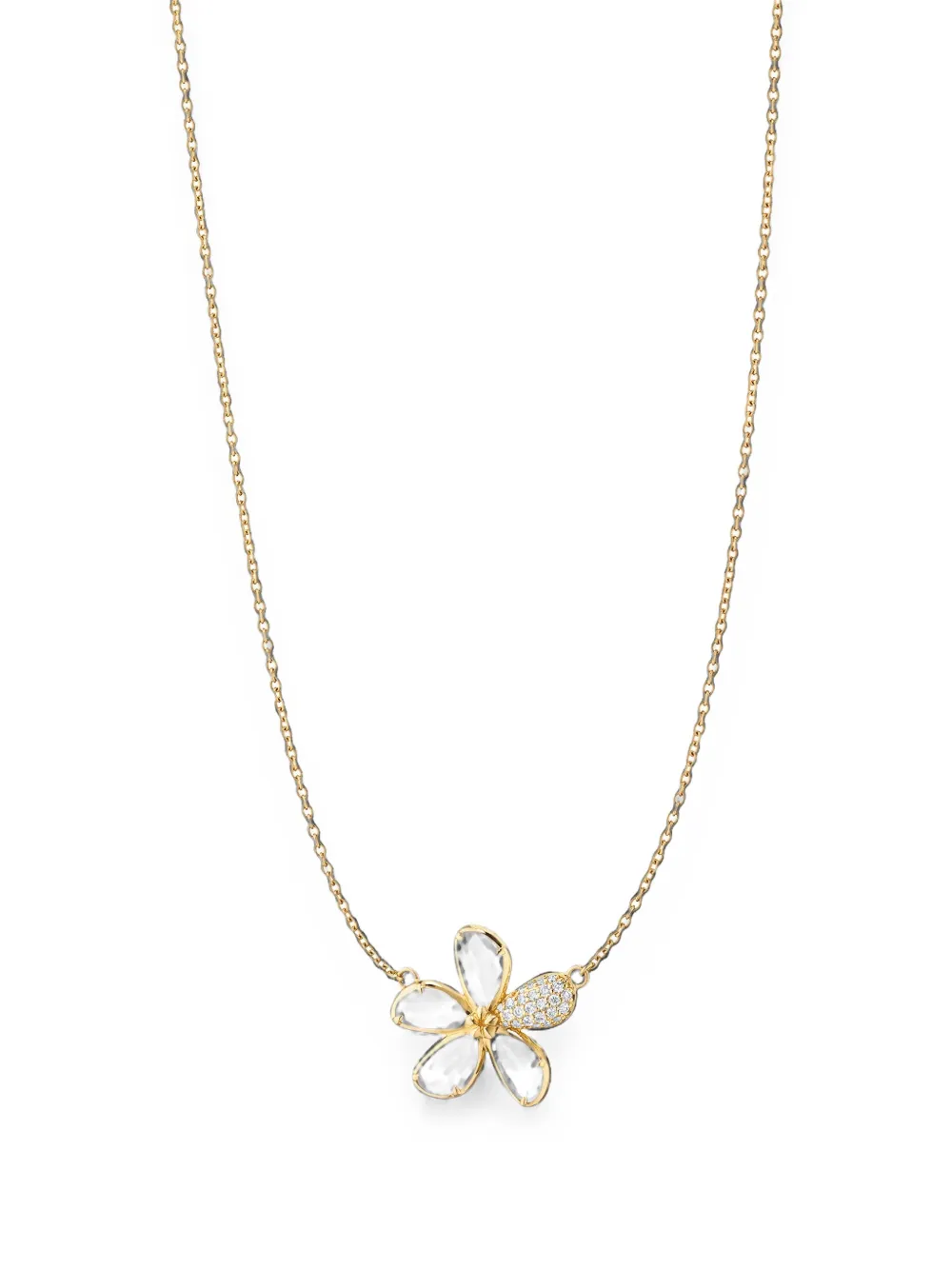 MONICA RICH KOSANN Love diamond and mother-of-pearl flower necklace - Gold