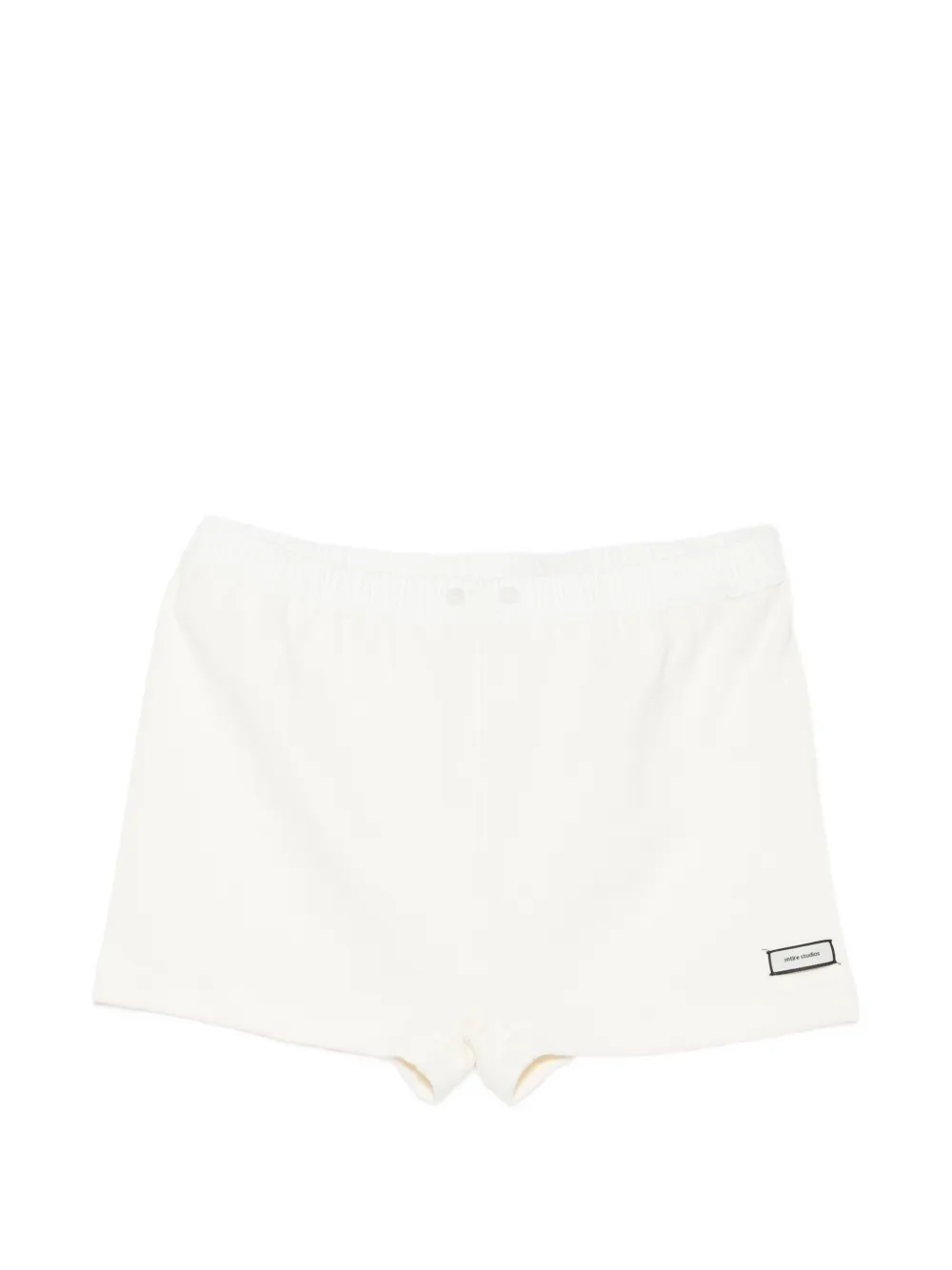 ENTIRE STUDIOS Lounge ribbed-knit logo-patch shorts - White