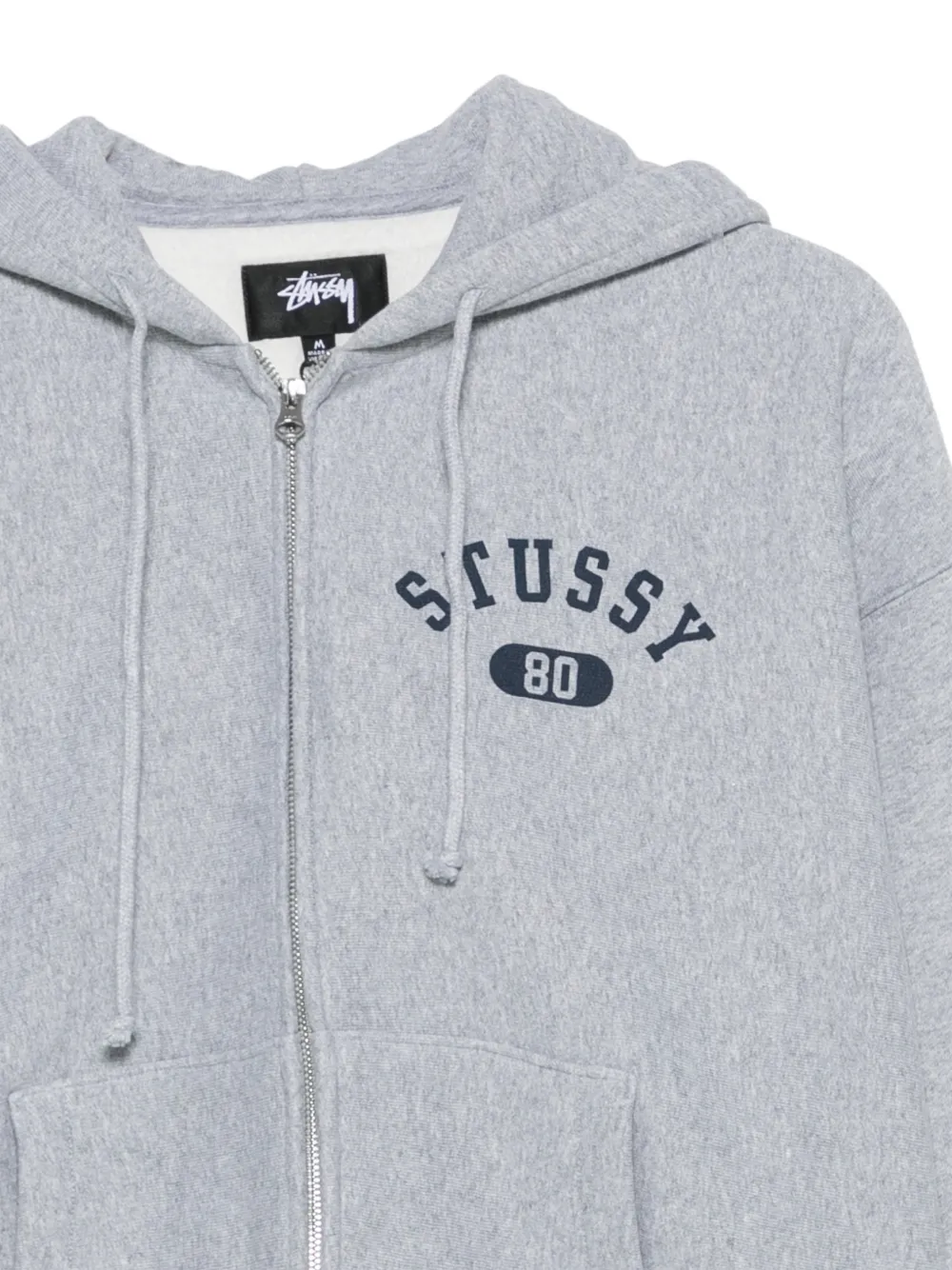 Stüssy logo-print zip-up hoodie Grijs