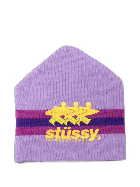 Stüssy logo-print striped beanie hat