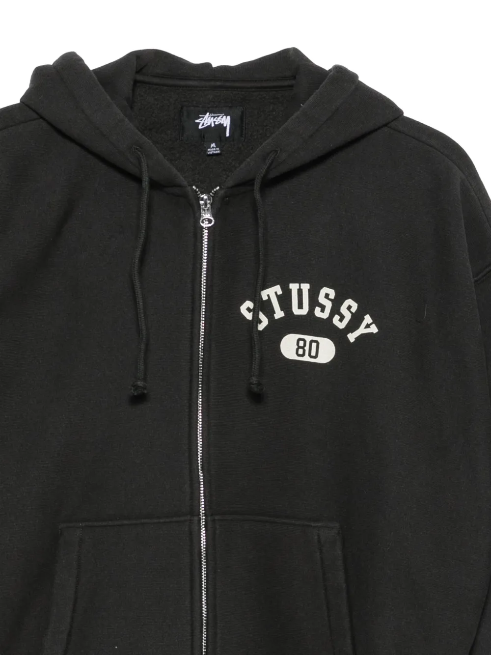 Stüssy logo-print zip-up hoodie Zwart