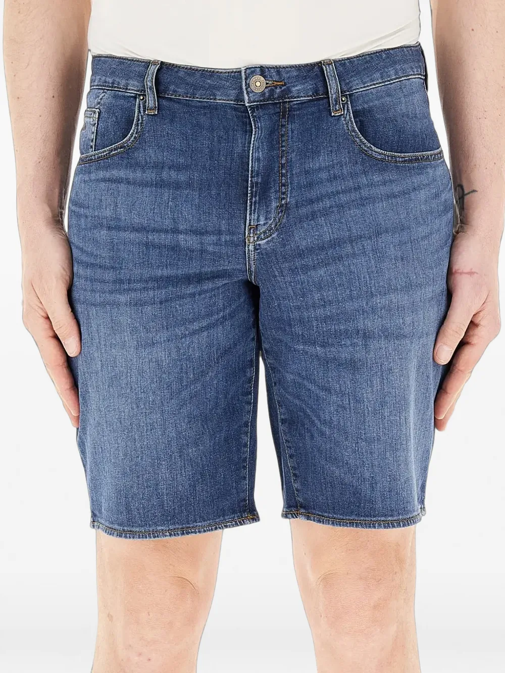 Armani Exchange logo-patch denim shorts