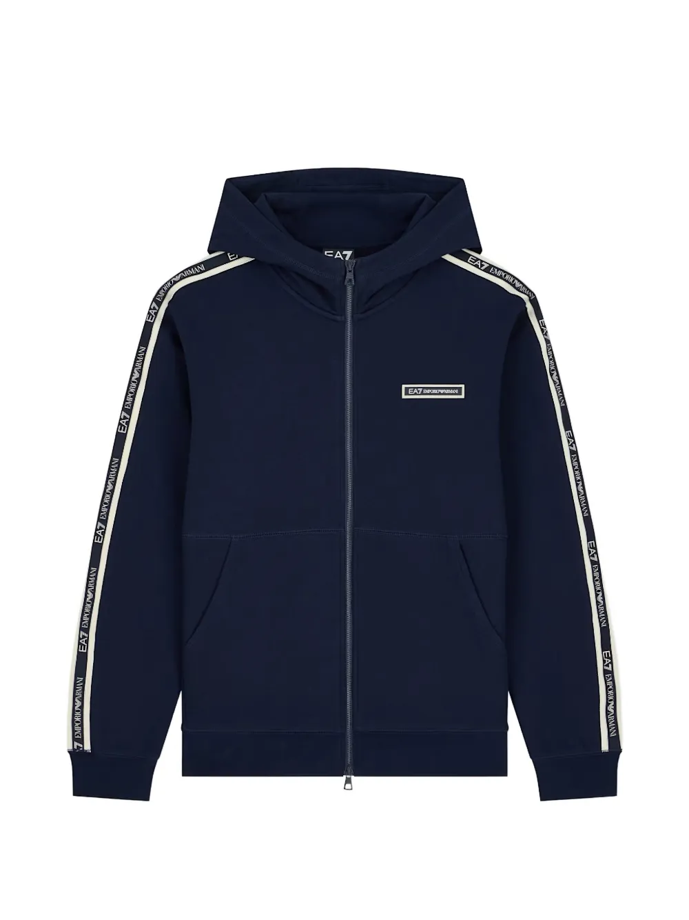 Ea7 Emporio Armani logo-tape zip-up hoodie - Blu