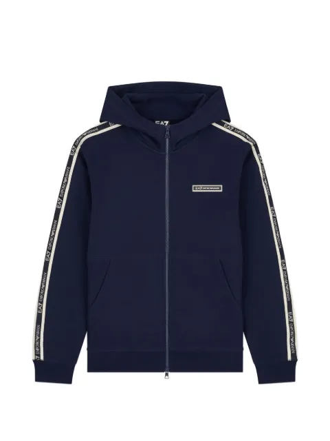 Ea7 Emporio Armani hoodie con franja del logo y cierre