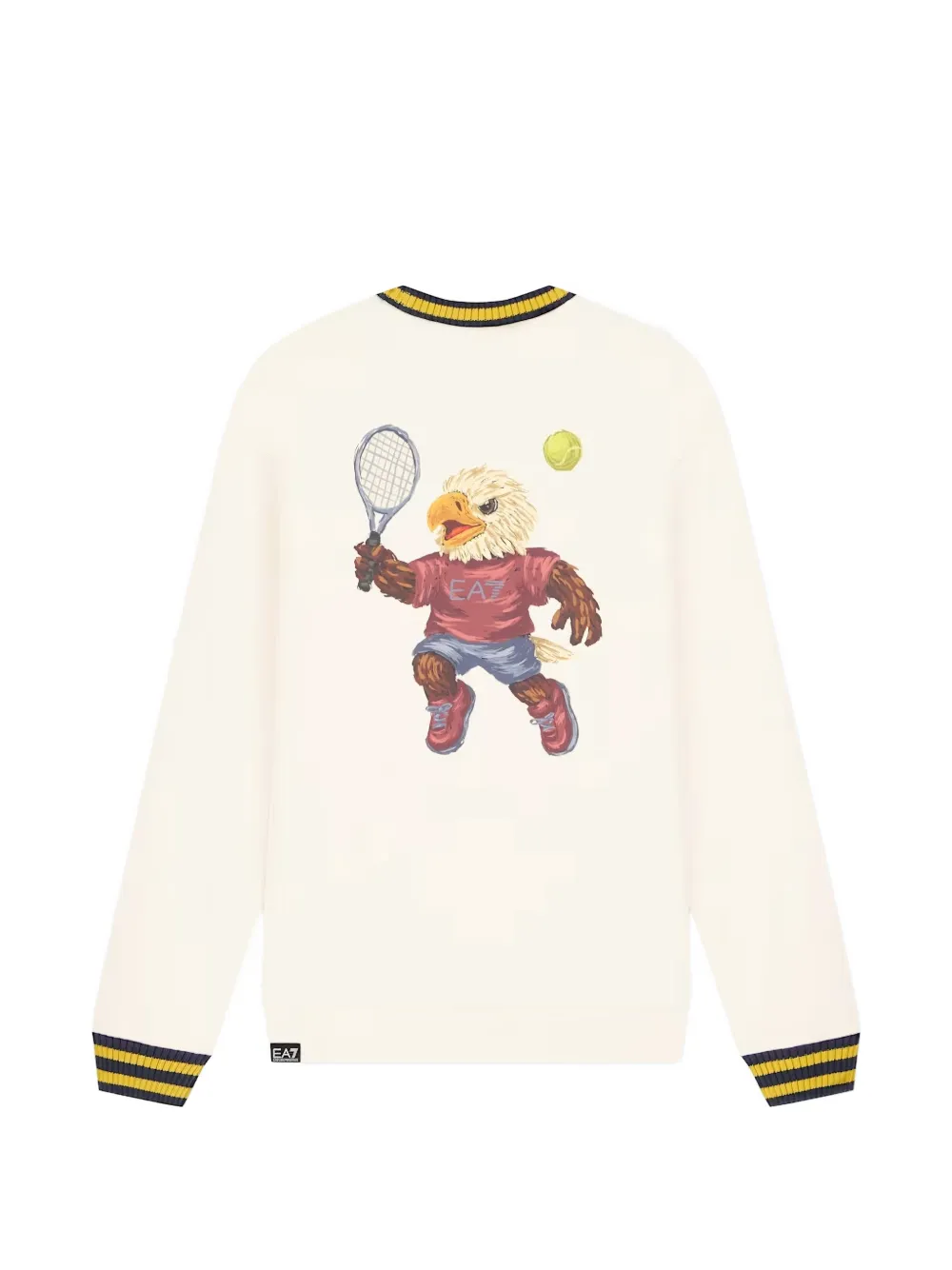 Ea7 Emporio Armani Sweater met gestreepte afwerking en grafische print Beige