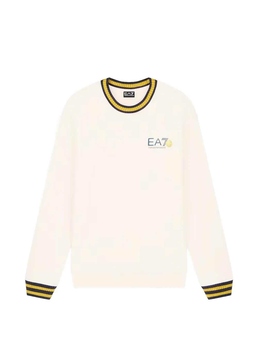 Ea7 Graphic-print Striped-trim Sweatshirt In Neutral
