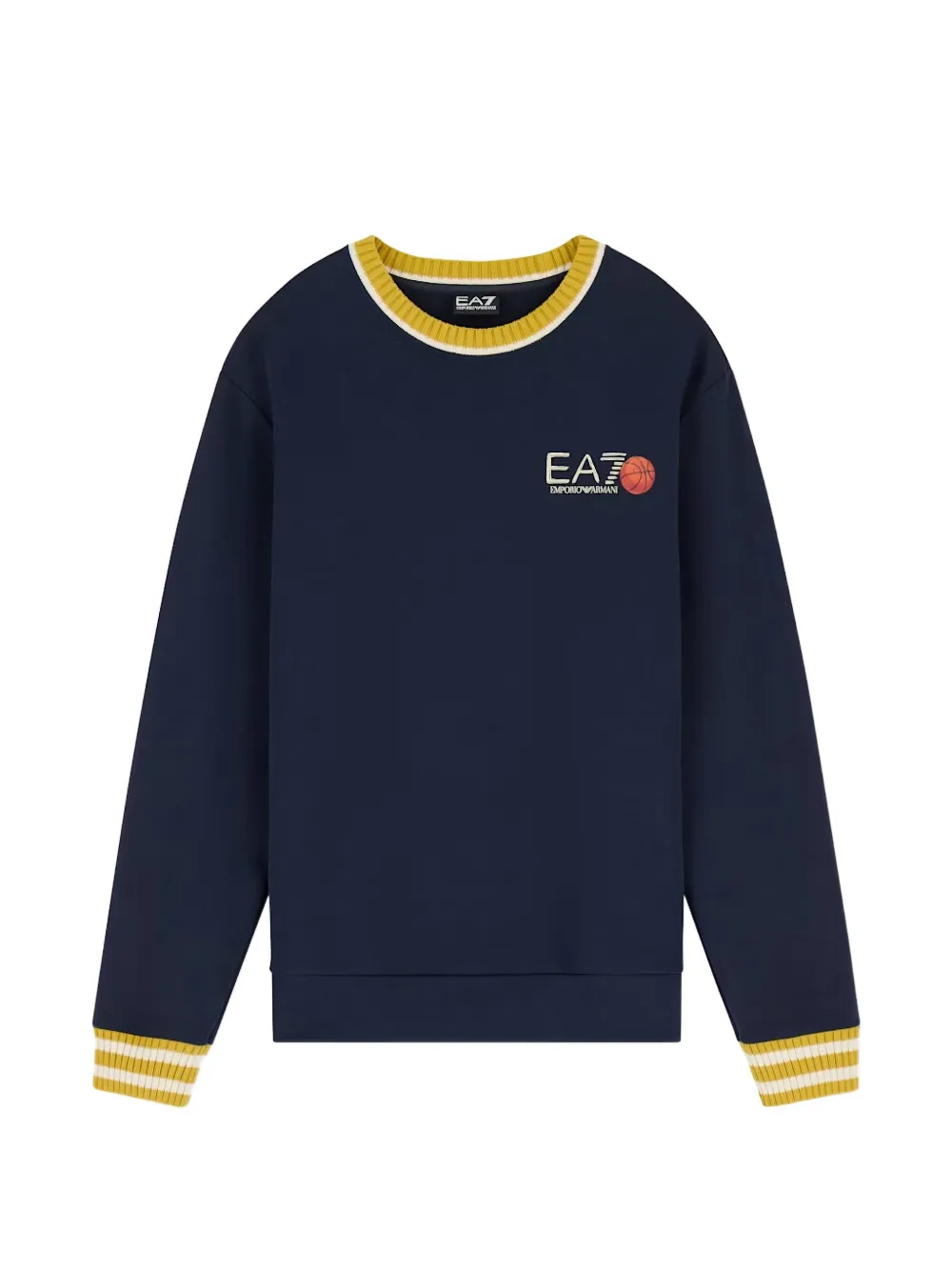 Ea7 Graphic-print Striped-trim Sweatshirt In Blue