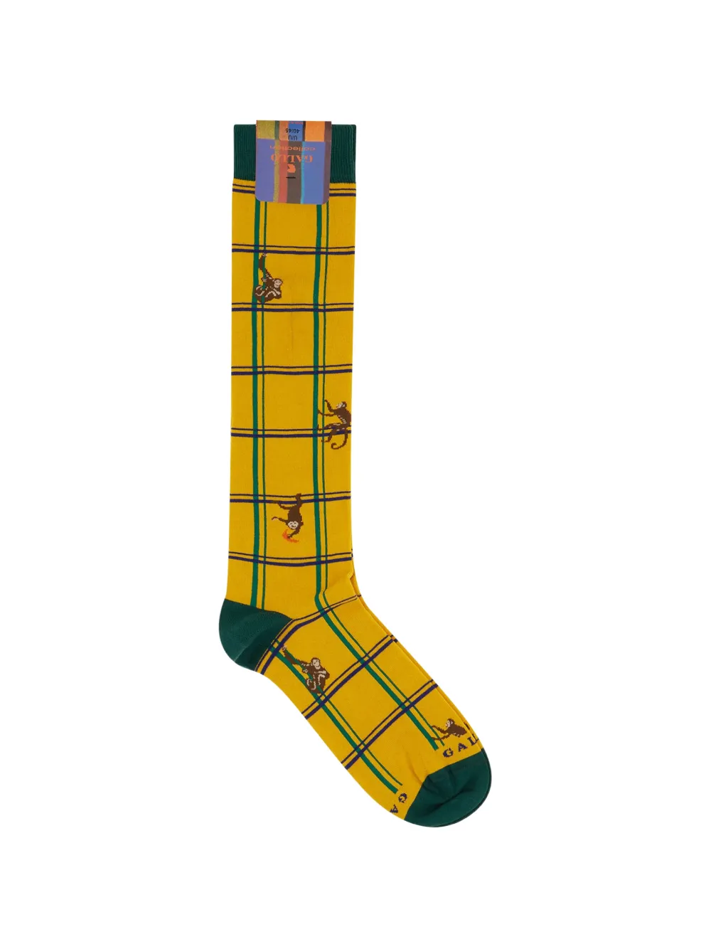 Gallo check-pattern monkey-motif socks - Giallo