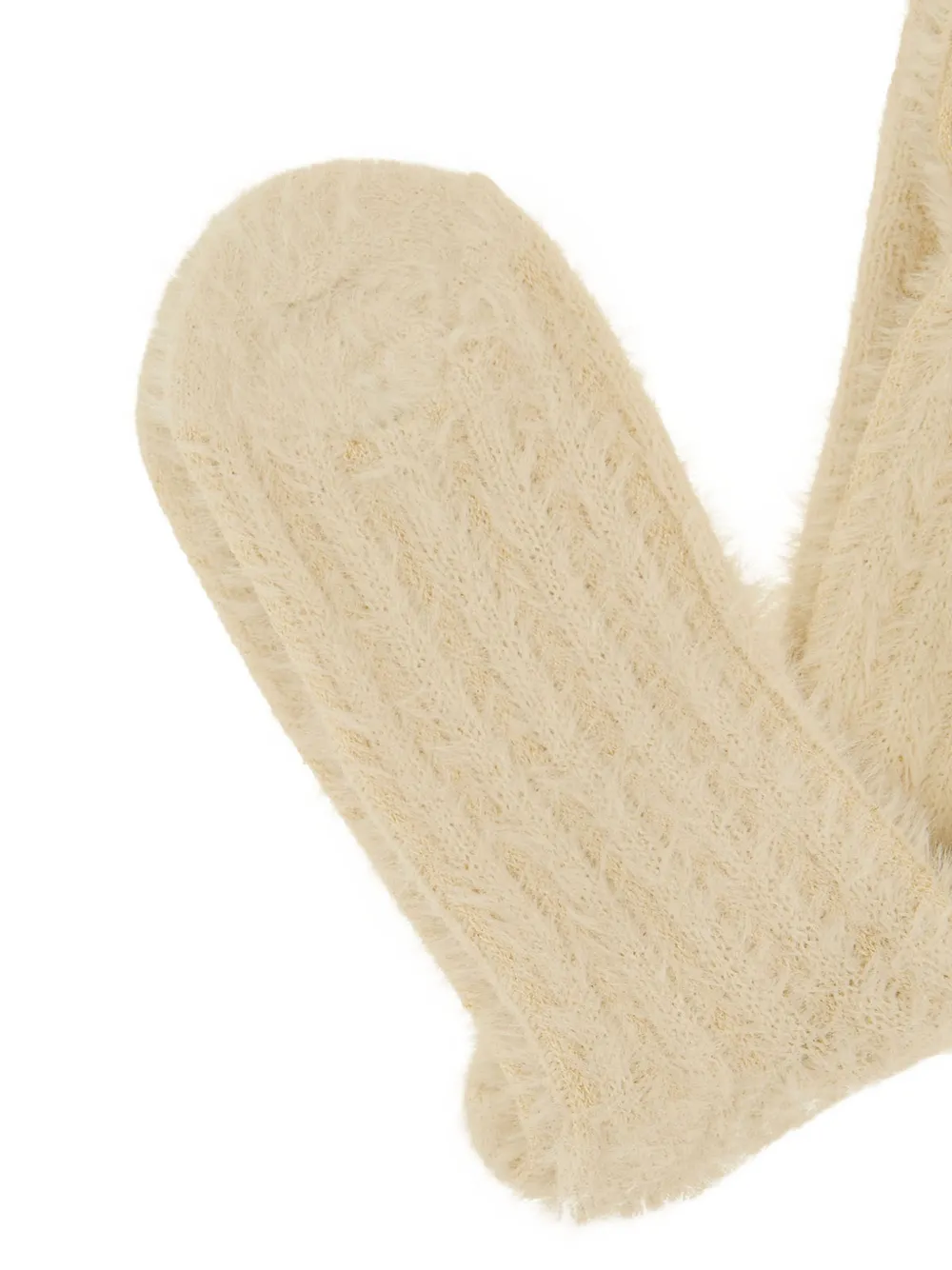Gallo Pluizige kabelgebreide sokken Beige
