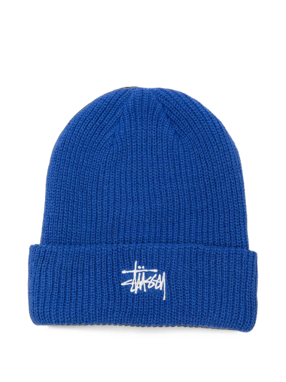 Stüssy logo-embroidered ribbed-knit beanie hat - Blu