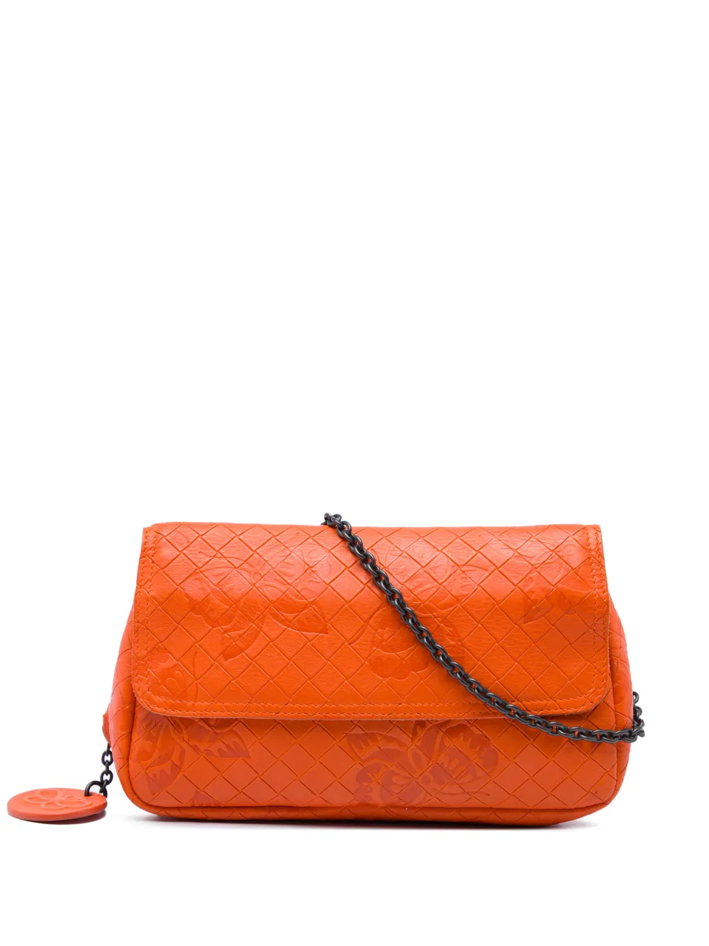 Bottega Veneta Pre-Owned 2012-2026 Small Calfskin Intrecciomirage Embossed Butterfly Chain crossbody bag - Orange