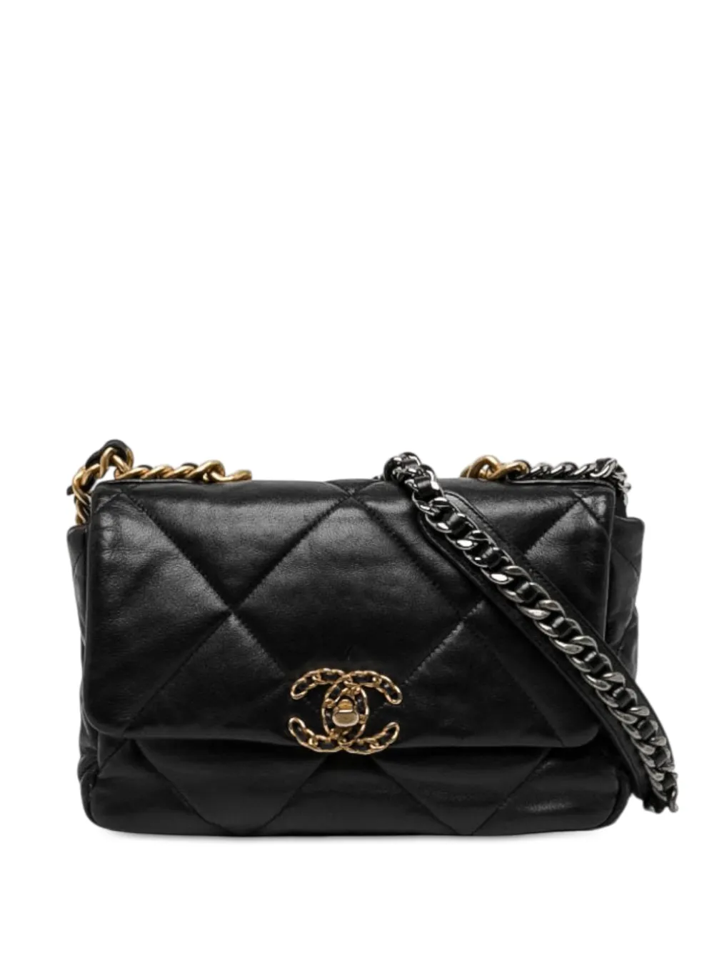 CHANEL Pre-Owned cabas en cuir d'agneau 19 Flap médium (2021-2026) - Noir CHANEL Pre-Owned cabas en cuir d'agneau 19 Flap médium (2021-2026) - Noir