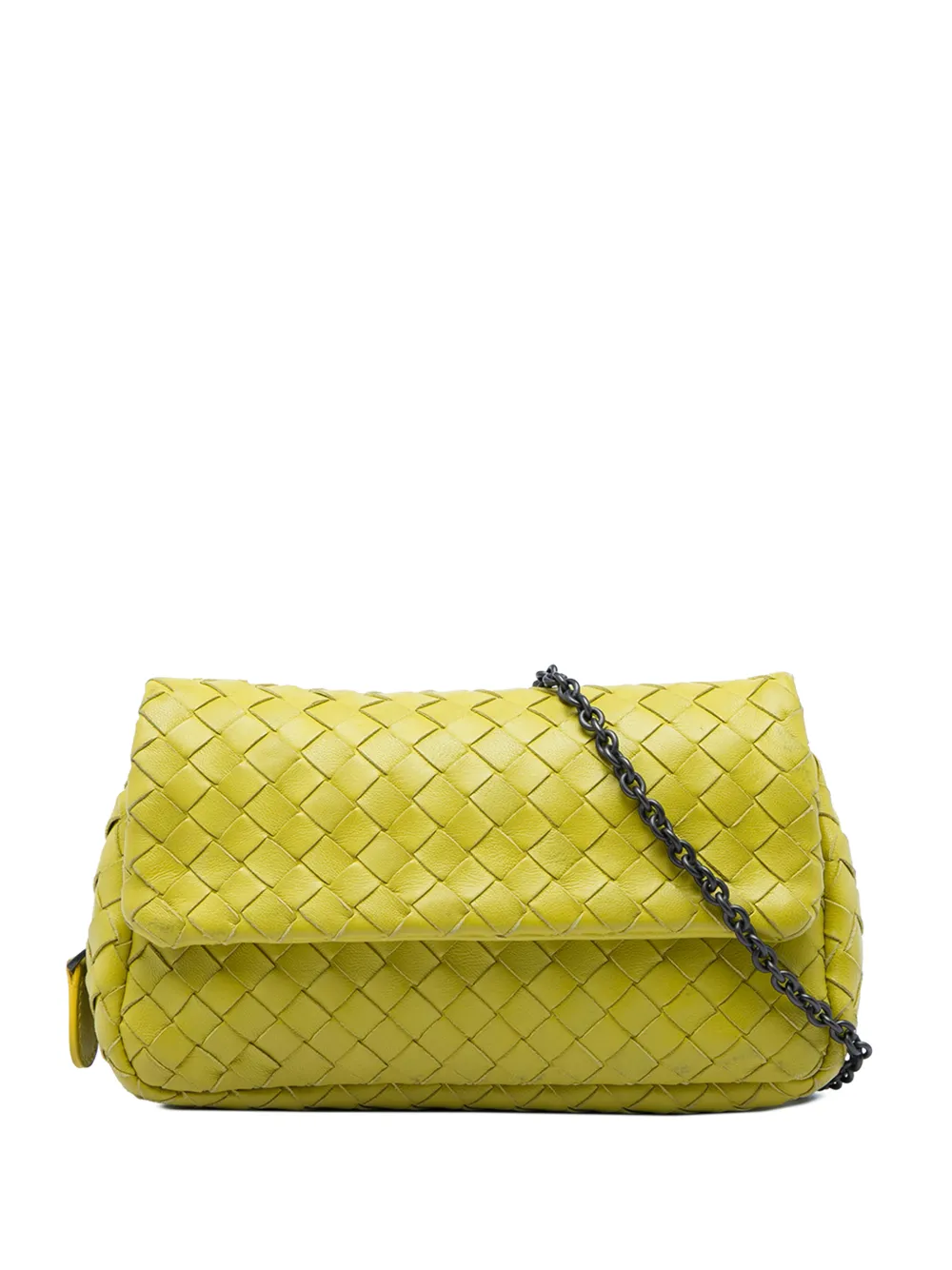 Bottega Veneta Pre-Owned 2012-2026 mini Nappa Intrecciato Expandable Chain Flap Umhängetasche - Gelb
