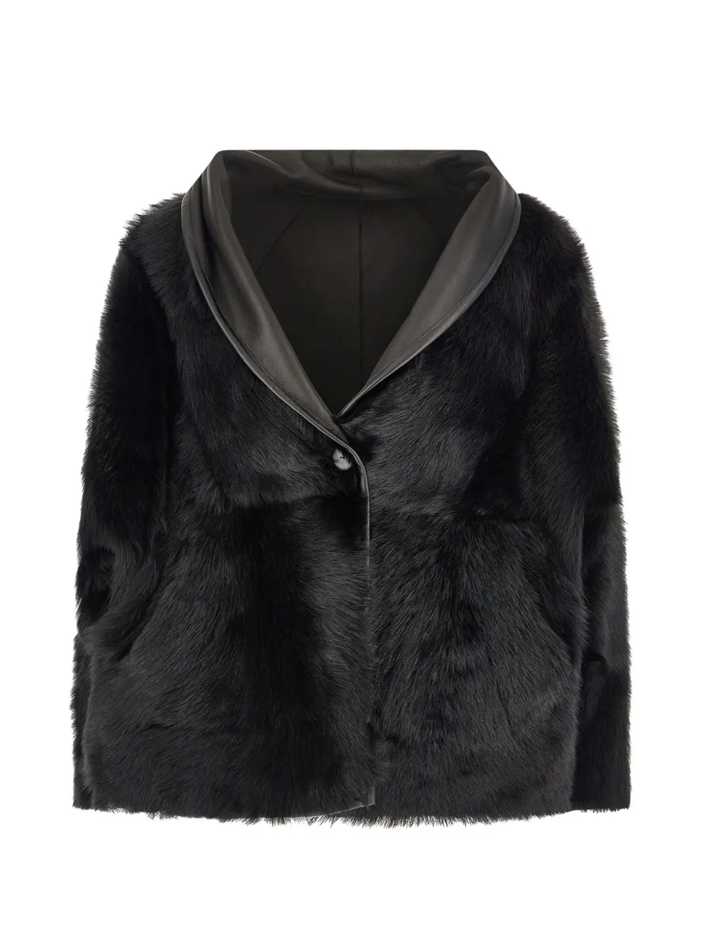 Drome shearling-trim shawl-collar jacket Zwart