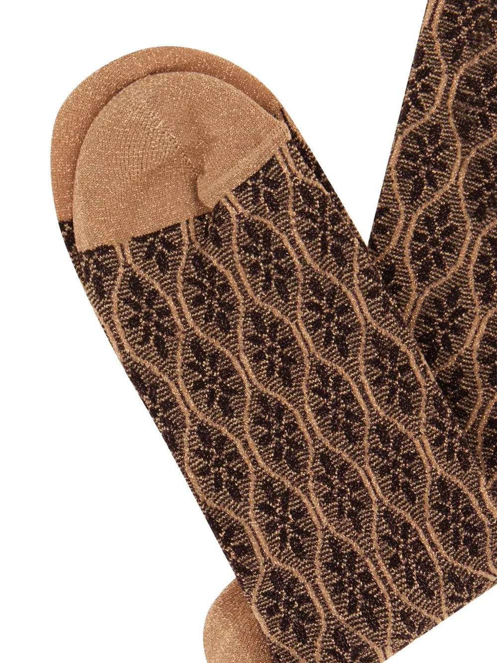Gallo Sokken met geometrisch patroon en metallic draad Bruin