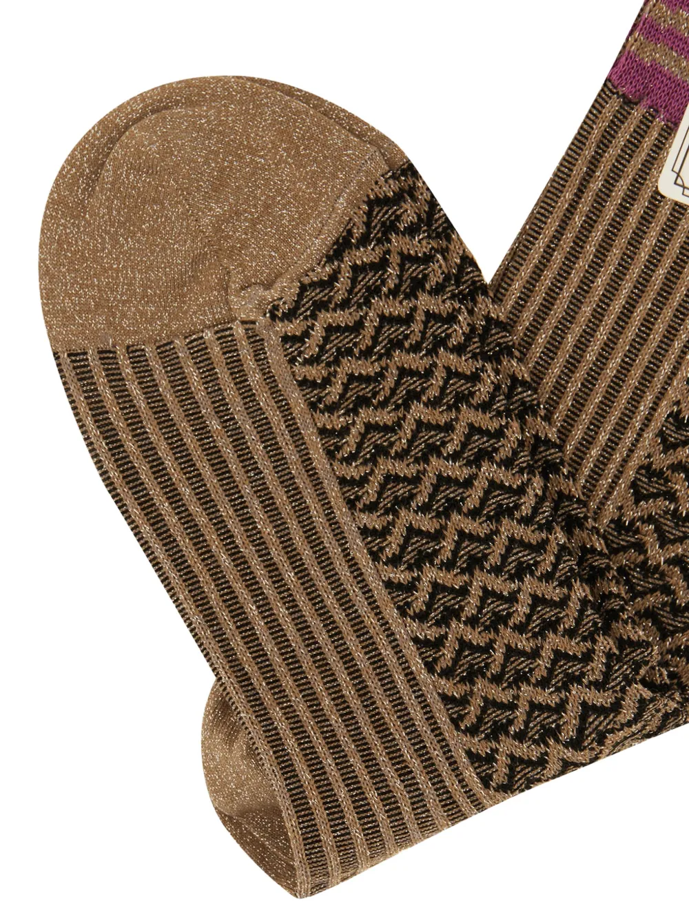 Gallo Sokken met metallic draad en geometrisch patroon Bruin