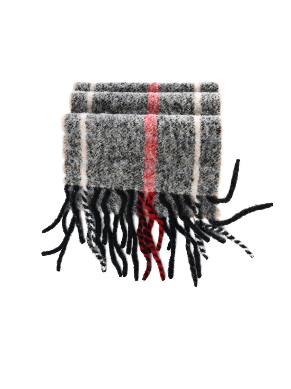 Vivienne Westwood check-pattern fringed scarf Grijs