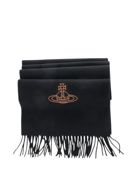 Vivienne Westwood Orb-embroidered fringed scarf