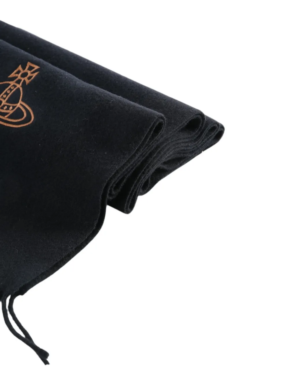 Vivienne Westwood Orb-embroidered fringed scarf Zwart