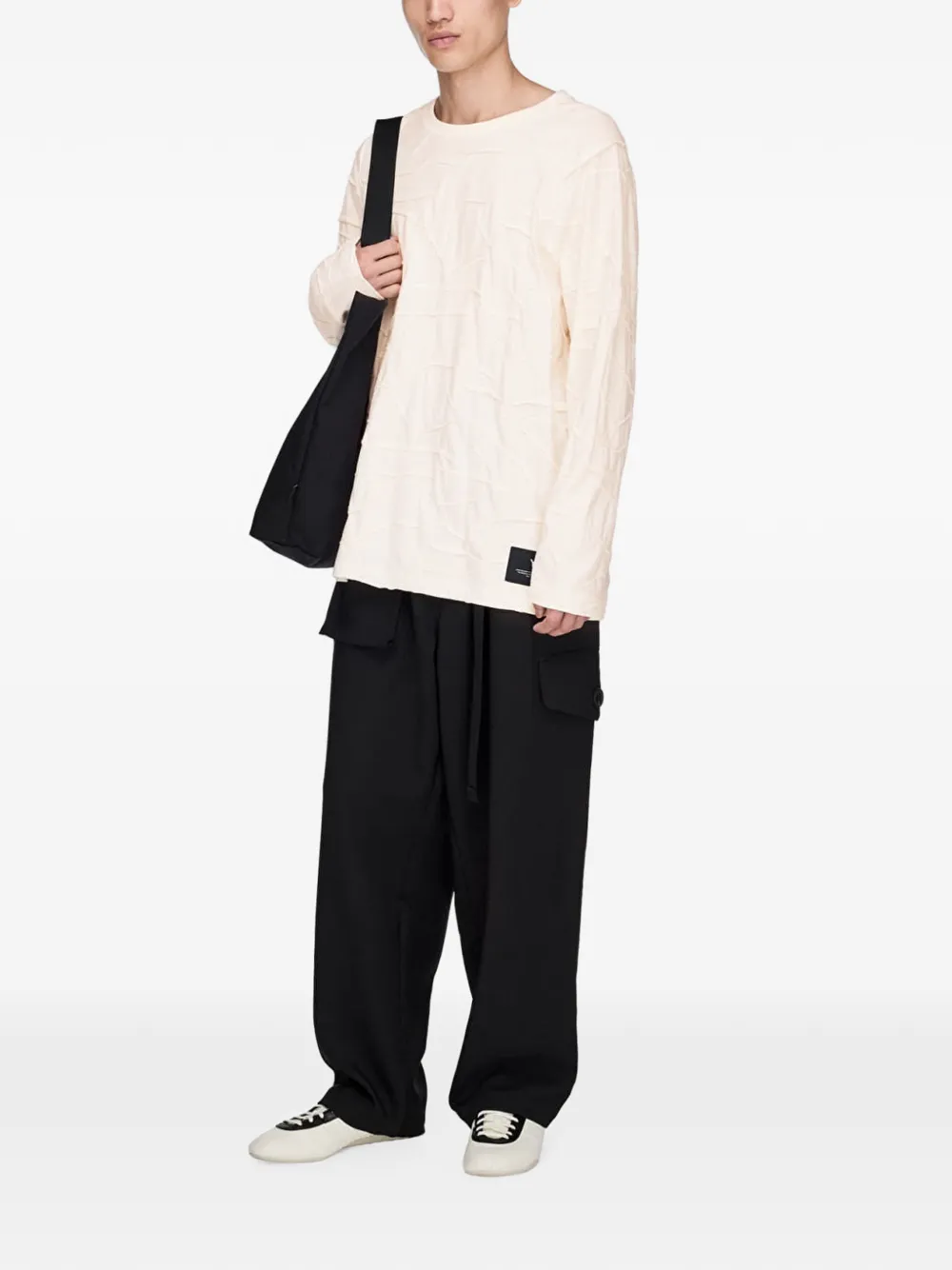 Y-3 Geplooid oversized T-shirt Wit