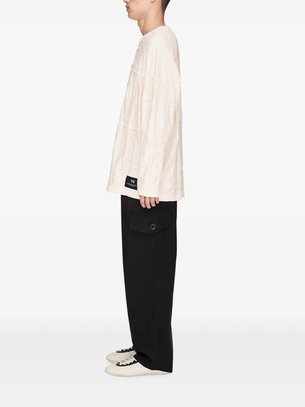 Y-3 Geplooid oversized T-shirt Wit