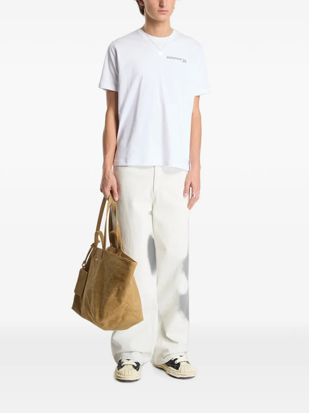 dime Grid T-shirt met grafische print Wit