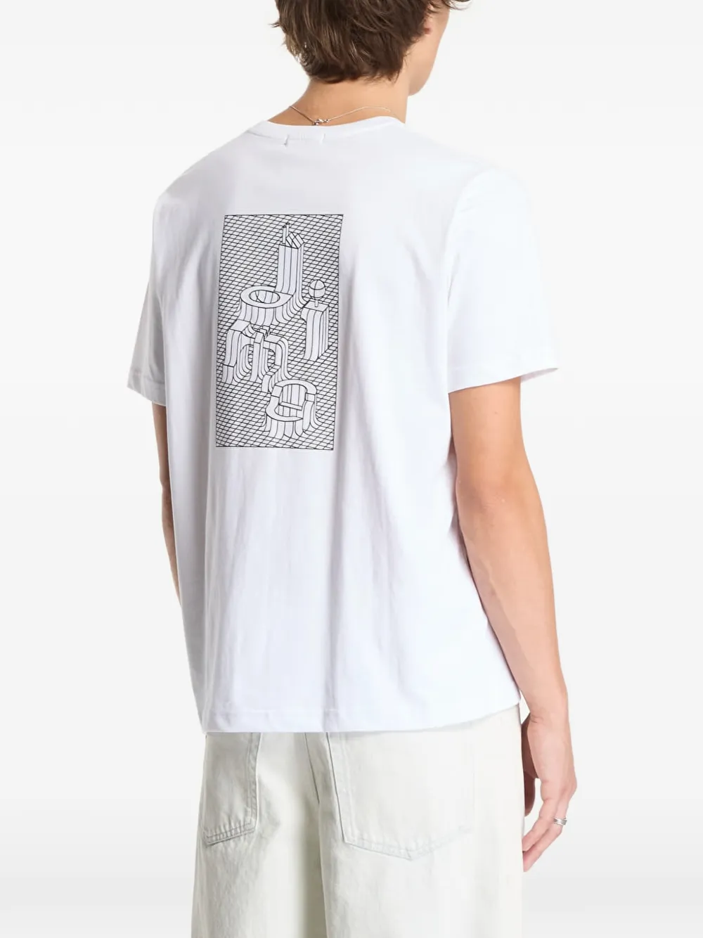 dime Grid T-shirt met grafische print Wit