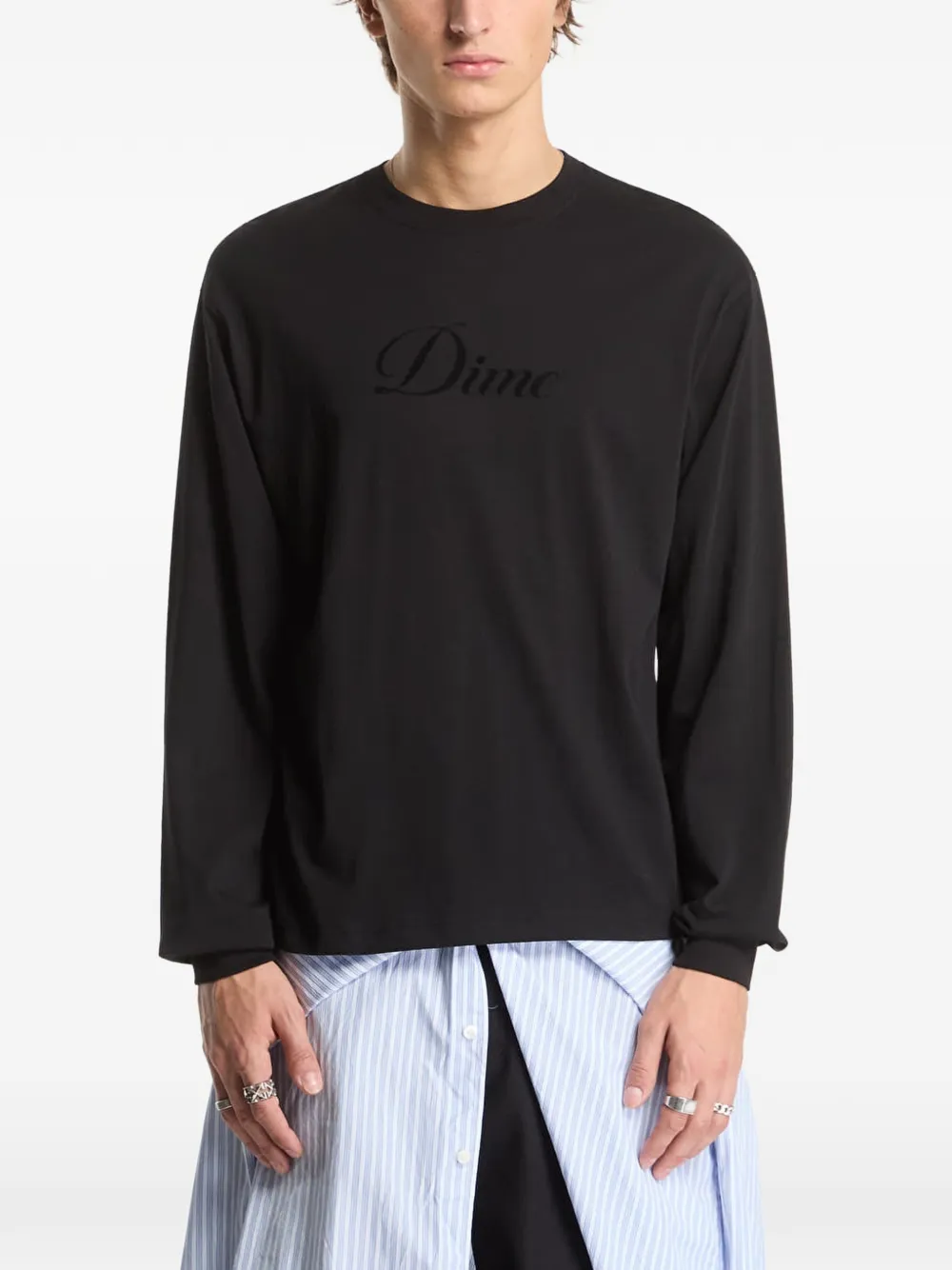 dime Cursive T-shirt met lange mouwen Zwart
