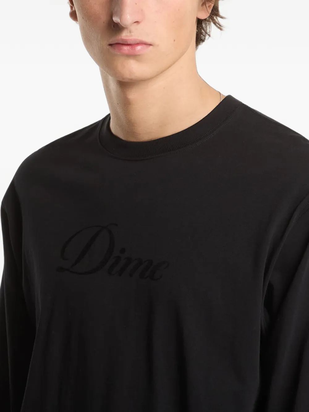 dime Cursive T-shirt met lange mouwen Zwart