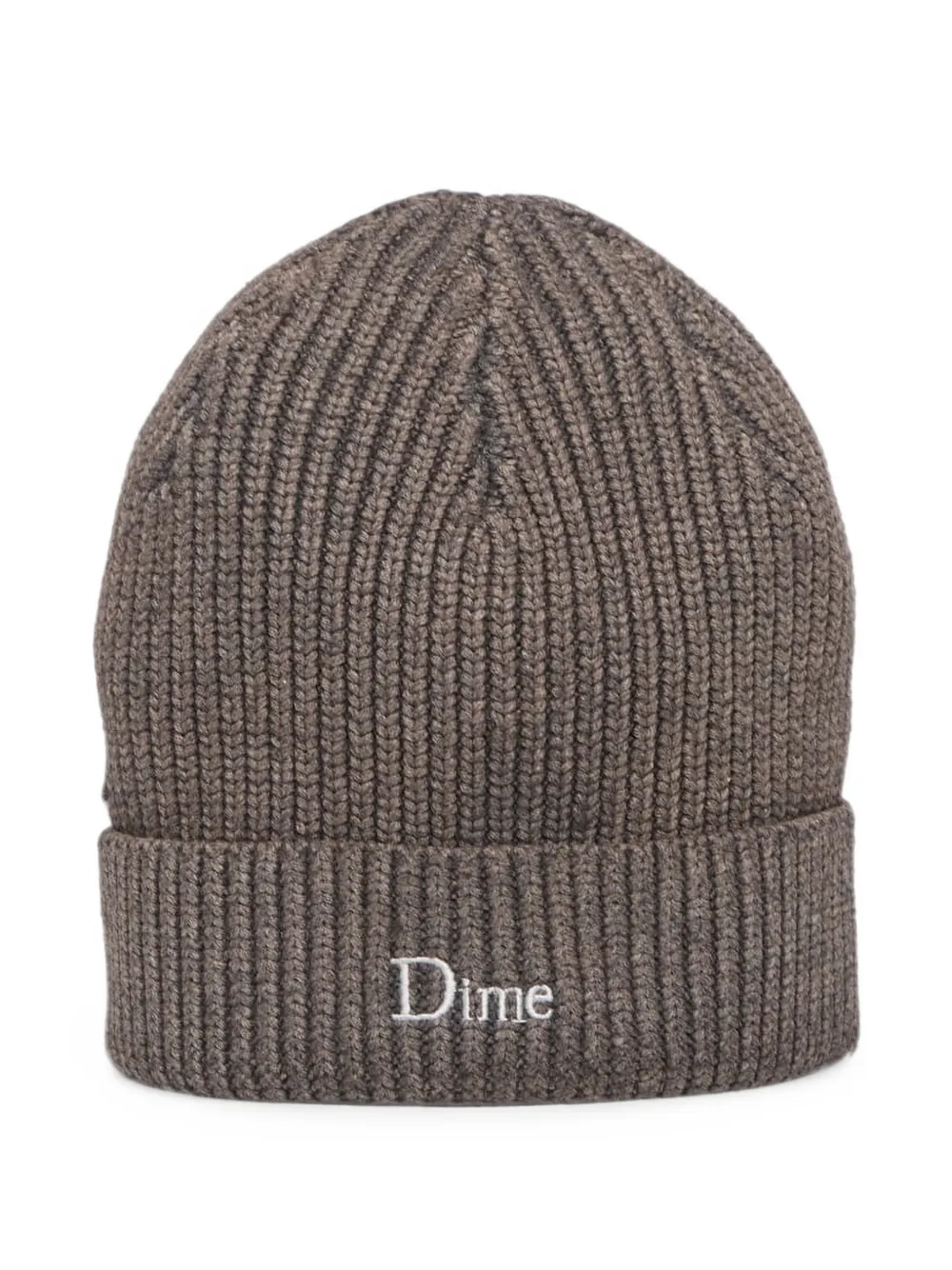 dime ribbed-knit beanie hat | Brown | Image 1