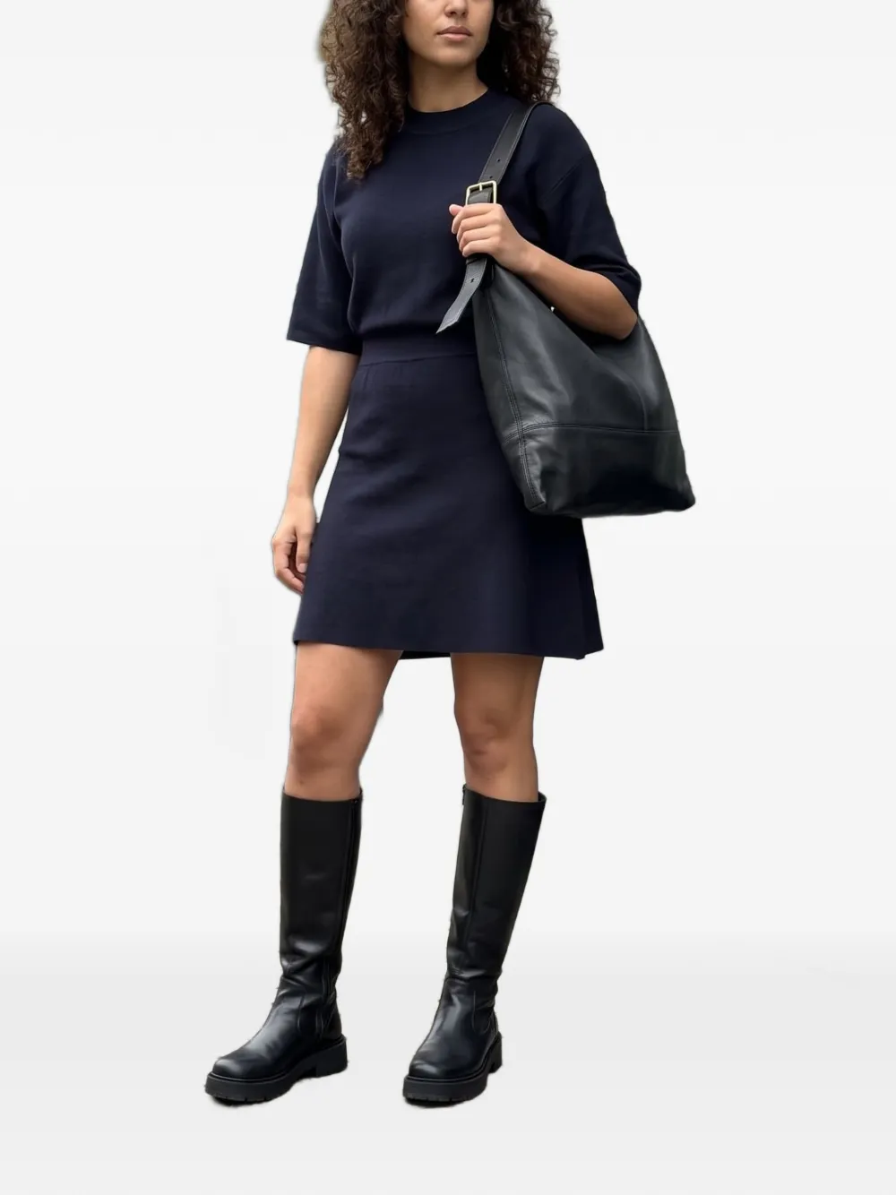 SAMSOE Satatiana gebreide mini-jurk met korte mouwen Blauw