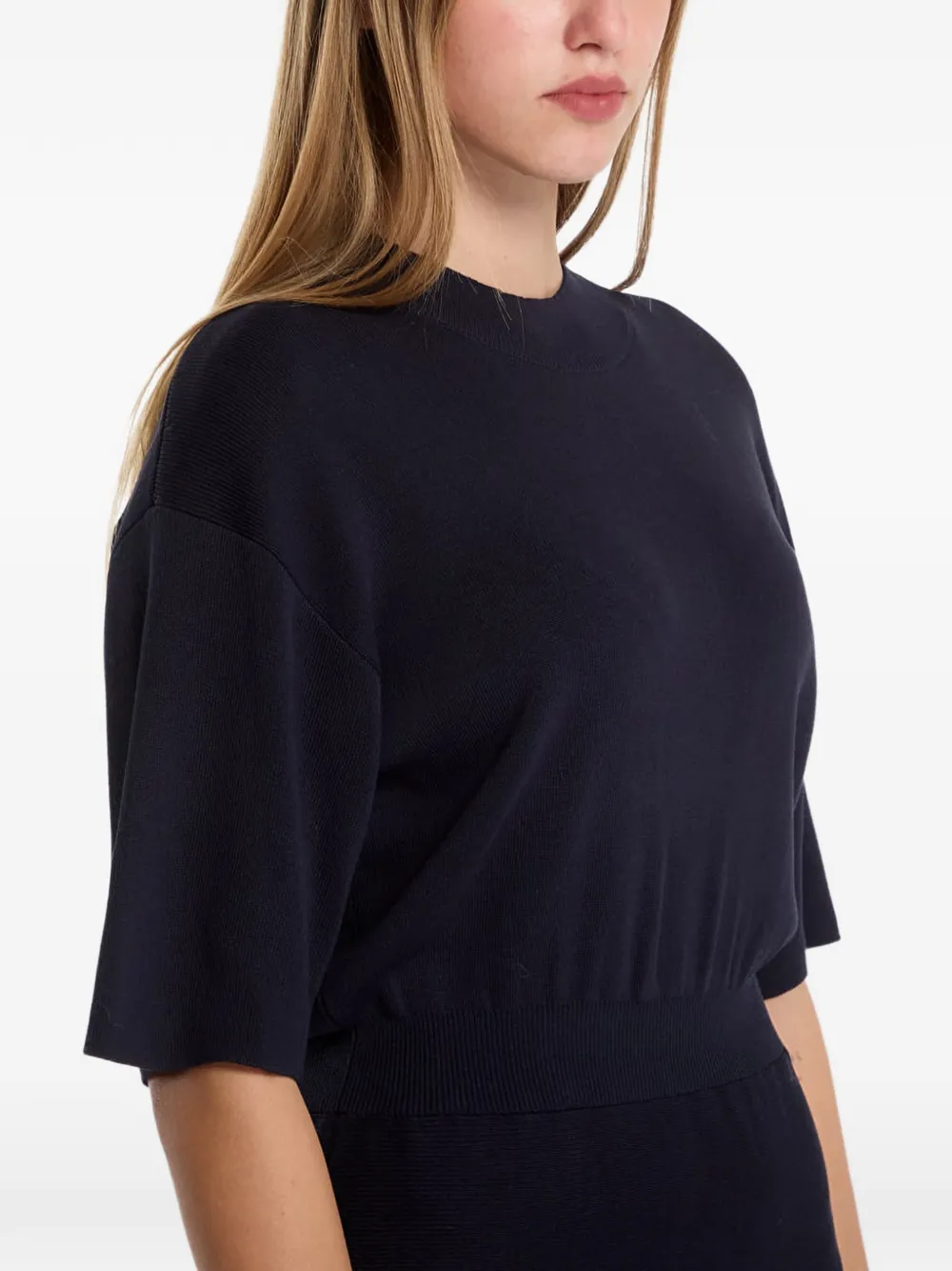 SAMSOE Satatiana gebreide mini-jurk met korte mouwen Blauw